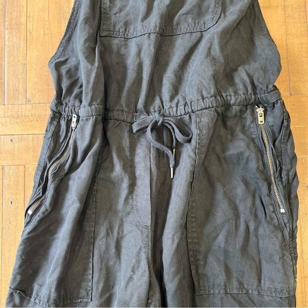 Aritzia Wilfred Free Valletta Cropped Overalls Medium Lyocell Twill Romper Black - Picture 4 of 13